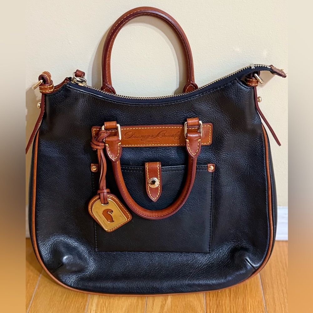 Dooney & Bourke Black and Tan Satchel